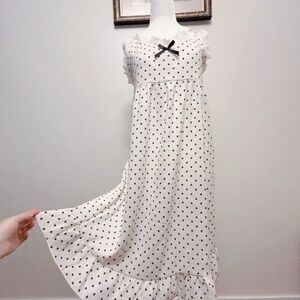NEW！Adorable Cotton Nightgown | Polka Dot Lace Sleep Dress | Built-In Padding